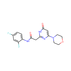 O=C(Cc1nc(N2CCOCC2)cc(=O)[nH]1)Nc1ccc(F)cc1F ZINC000115066426