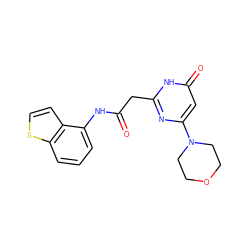 O=C(Cc1nc(N2CCOCC2)cc(=O)[nH]1)Nc1cccc2sccc12 ZINC000115069781