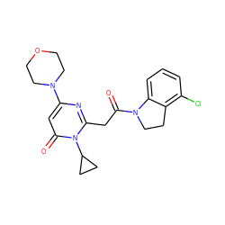 O=C(Cc1nc(N2CCOCC2)cc(=O)n1C1CC1)N1CCc2c(Cl)cccc21 ZINC000147093883
