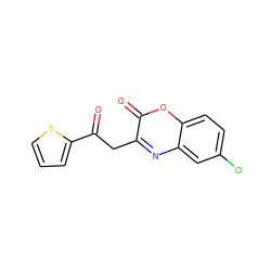 O=C(Cc1nc2cc(Cl)ccc2oc1=O)c1cccs1 ZINC000101958802