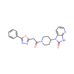 O=C(Cc1nnc(-c2ccccc2)o1)N1CCC(n2c(=O)[nH]c3ncccc32)CC1 ZINC000045375311