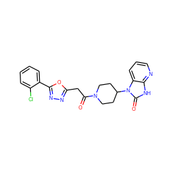 O=C(Cc1nnc(-c2ccccc2Cl)o1)N1CCC(n2c(=O)[nH]c3ncccc32)CC1 ZINC000045371163