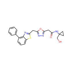 O=C(Cc1nnc(Cc2nc3c(-c4ccccc4)cccc3s2)o1)NC1(CO)CC1 ZINC000149869944