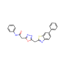 O=C(Cc1nnc(Cc2nc3ccc(-c4ccccc4)cc3s2)o1)Nc1ccccc1 ZINC000072315518