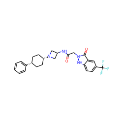 O=C(Cn1[nH]c2ccc(C(F)(F)F)cc2c1=O)NC1CN([C@H]2CC[C@@H](c3ccccc3)CC2)C1 ZINC000253806829