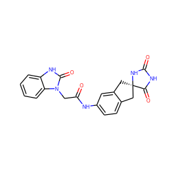 O=C(Cn1c(=O)[nH]c2ccccc21)Nc1ccc2c(c1)C[C@]1(C2)NC(=O)NC1=O ZINC000036177984