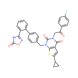 O=C(Cn1c(=O)c2cc(C3CC3)sc2n(Cc2ccc(-c3ccccc3-c3noc(=O)[nH]3)cc2)c1=O)c1ccc(F)cc1 ZINC000096169959