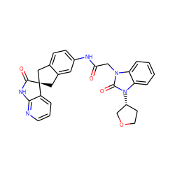 O=C(Cn1c(=O)n([C@@H]2CCOC2)c2ccccc21)Nc1ccc2c(c1)C[C@]1(C2)C(=O)Nc2ncccc21 ZINC000038217952