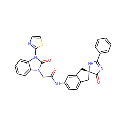 O=C(Cn1c(=O)n(-c2nccs2)c2ccccc21)Nc1ccc2c(c1)C[C@@]1(C2)NC(c2ccccc2)=NC1=O ZINC000096175853