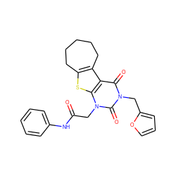 O=C(Cn1c(=O)n(Cc2ccco2)c(=O)c2c3c(sc21)CCCCC3)Nc1ccccc1 ZINC000002341438