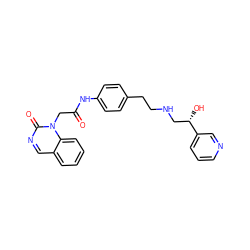 O=C(Cn1c(=O)ncc2ccccc21)Nc1ccc(CCNC[C@H](O)c2cccnc2)cc1 ZINC000049089699