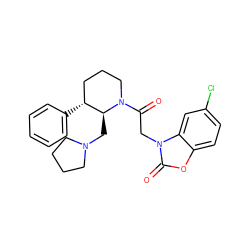 O=C(Cn1c(=O)oc2ccc(Cl)cc21)N1CCC[C@@H](c2ccccc2)[C@@H]1CN1CCCC1 ZINC000029044667