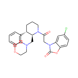 O=C(Cn1c(=O)oc2ccc(Cl)cc21)N1CCC[C@@H](c2ccccc2)[C@@H]1CN1CCOCC1 ZINC000029044482