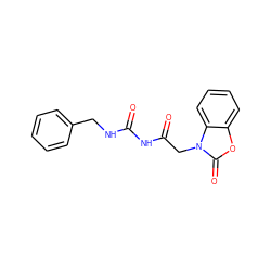 O=C(Cn1c(=O)oc2ccccc21)NC(=O)NCc1ccccc1 ZINC000002624221