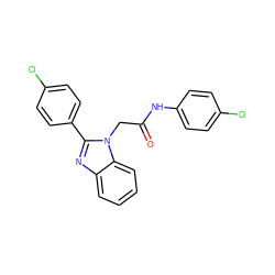 O=C(Cn1c(-c2ccc(Cl)cc2)nc2ccccc21)Nc1ccc(Cl)cc1 ZINC000040307369