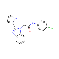 O=C(Cn1c(-c2ccc[nH]2)nc2ccccc21)Nc1ccc(Cl)cc1 ZINC000073295707