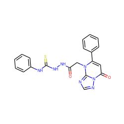 O=C(Cn1c(-c2ccccc2)cc(=O)n2ncnc12)NNC(=S)Nc1ccccc1 ZINC000002585199