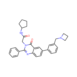 O=C(Cn1c(-c2ccccc2)nc2ccc(-c3cccc(CN4CCC4)c3)cc2c1=O)NC1CCCC1 ZINC000071331793