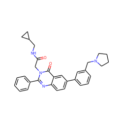 O=C(Cn1c(-c2ccccc2)nc2ccc(-c3cccc(CN4CCCC4)c3)cc2c1=O)NCC1CC1 ZINC000071340409