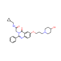 O=C(Cn1c(-c2ccccc2)nc2ccc(OCCCN3CCC(O)CC3)cc2c1=O)NCC1CC1 ZINC000058591605