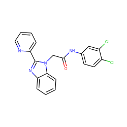 O=C(Cn1c(-c2ccccn2)nc2ccccc21)Nc1ccc(Cl)c(Cl)c1 ZINC000073295704