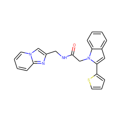 O=C(Cn1c(-c2cccs2)cc2ccccc21)NCc1cn2ccccc2n1 ZINC001772589518