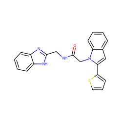 O=C(Cn1c(-c2cccs2)cc2ccccc21)NCc1nc2ccccc2[nH]1 ZINC001772584228