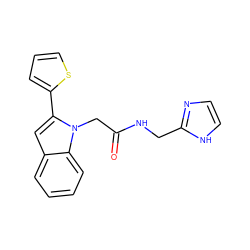 O=C(Cn1c(-c2cccs2)cc2ccccc21)NCc1ncc[nH]1 ZINC001772606673