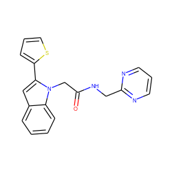 O=C(Cn1c(-c2cccs2)cc2ccccc21)NCc1ncccn1 ZINC001772633953