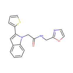 O=C(Cn1c(-c2cccs2)cc2ccccc21)NCc1ncco1 ZINC001772590834