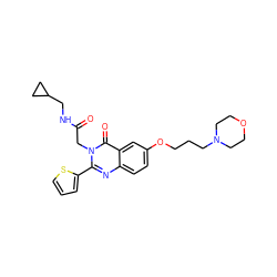 O=C(Cn1c(-c2cccs2)nc2ccc(OCCCN3CCOCC3)cc2c1=O)NCC1CC1 ZINC000066077960