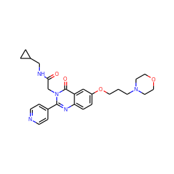 O=C(Cn1c(-c2ccncc2)nc2ccc(OCCCN3CCOCC3)cc2c1=O)NCC1CC1 ZINC000066077839