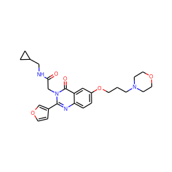 O=C(Cn1c(-c2ccoc2)nc2ccc(OCCCN3CCOCC3)cc2c1=O)NCC1CC1 ZINC000066077969