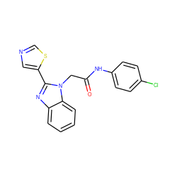 O=C(Cn1c(-c2cncs2)nc2ccccc21)Nc1ccc(Cl)cc1 ZINC000000717103