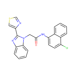 O=C(Cn1c(-c2cscn2)nc2ccccc21)Nc1ccc(Cl)c2ccccc12 ZINC000073295606