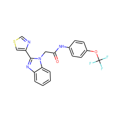 O=C(Cn1c(-c2cscn2)nc2ccccc21)Nc1ccc(OC(F)(F)F)cc1 ZINC000015632288