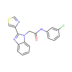 O=C(Cn1c(-c2cscn2)nc2ccccc21)Nc1cccc(Cl)c1 ZINC000008281110