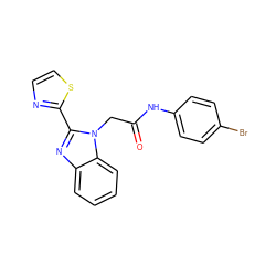 O=C(Cn1c(-c2nccs2)nc2ccccc21)Nc1ccc(Br)cc1 ZINC000058632604