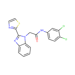 O=C(Cn1c(-c2nccs2)nc2ccccc21)Nc1ccc(Cl)c(Cl)c1 ZINC000073298601