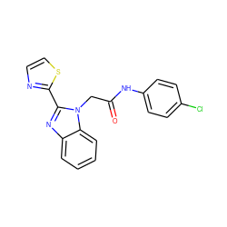 O=C(Cn1c(-c2nccs2)nc2ccccc21)Nc1ccc(Cl)cc1 ZINC000073298590