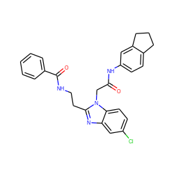 O=C(Cn1c(CCNC(=O)c2ccccc2)nc2cc(Cl)ccc21)Nc1ccc2c(c1)CCC2 ZINC000299827116