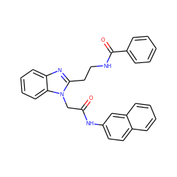 O=C(Cn1c(CCNC(=O)c2ccccc2)nc2ccccc21)Nc1ccc2ccccc2c1 ZINC000299834512