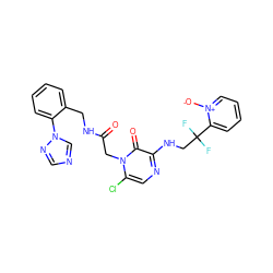 O=C(Cn1c(Cl)cnc(NCC(F)(F)c2cccc[n+]2[O-])c1=O)NCc1ccccc1-n1cncn1 ZINC000013579403