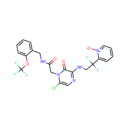 O=C(Cn1c(Cl)cnc(NCC(F)(F)c2cccc[n+]2[O-])c1=O)NCc1ccccc1OC(F)(F)F ZINC000028767581