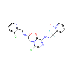 O=C(Cn1c(Cl)cnc(NCC(F)(F)c2cccc[n+]2[O-])c1=O)NCc1ncccc1Cl ZINC000000591440