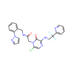 O=C(Cn1c(Cl)cnc(NCC(F)(F)c2ccccn2)c1=O)NCc1ccccc1-n1cccn1 ZINC000013579385