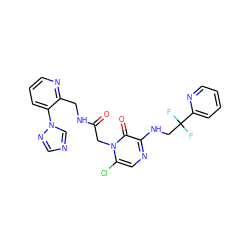 O=C(Cn1c(Cl)cnc(NCC(F)(F)c2ccccn2)c1=O)NCc1ncccc1-n1cncn1 ZINC000013579391