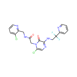 O=C(Cn1c(Cl)cnc(NCC(F)(F)c2ccccn2)c1=O)NCc1ncccc1Cl ZINC000013493149