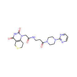 O=C(Cn1c2c(c(=O)[nH]c1=O)CSCC2)NCCC(=O)N1CCN(c2ncccn2)CC1 ZINC000013860435