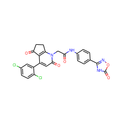 O=C(Cn1c2c(c(-c3cc(Cl)ccc3Cl)cc1=O)C(=O)CC2)Nc1ccc(-c2noc(=O)[nH]2)cc1 ZINC000221120682